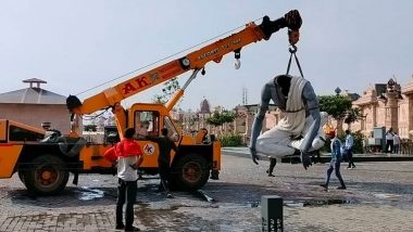 Madhya Pradesh: Six ‘Saptarishi’ Statues of ‘Mahakal Lok’ Collapse in Ujjain Due to Thunderstorm, Spark Off Political Slugfest (Watch Video)